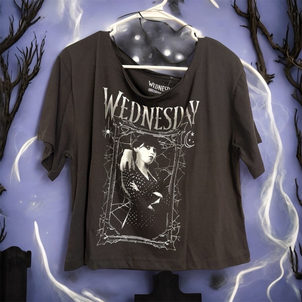 NWT Wednesday & Thing Portrait Hot Topic Off-Shoulder 2 T Shirts